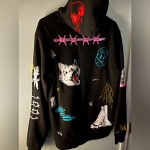 Oversized grungy patchwork hoodie